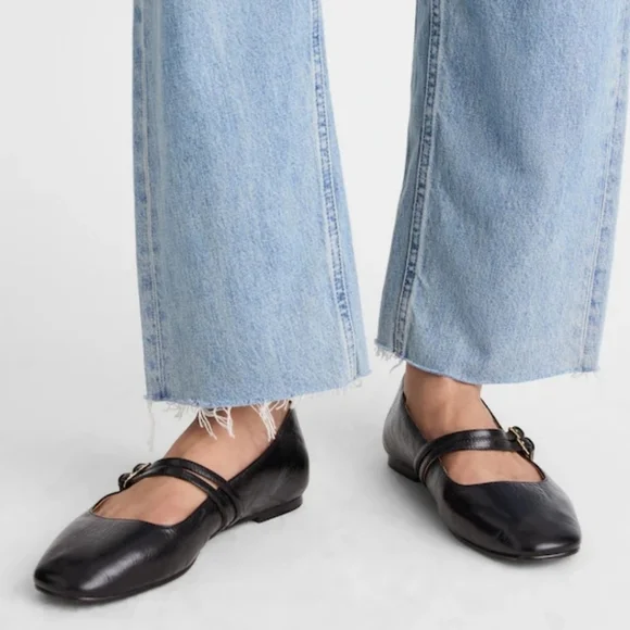 New! Madewell The Greta Double-Strap Ballet Flat in Leather True Black 6.5 - Picture 3 of 13